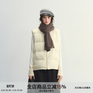 羊毛呢90白鸭绒羽绒马甲休闲拉链简约上衣 肯豆top SPEAR YOUTH