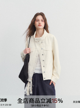 SPEAR YOUTH“白色搁浅”可卷不规则立领麂皮外套设计感夹克上衣