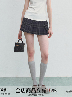 SPEAR YOUTH“英伦学派”复古学院风格纹高腰防走光百褶裙短裙