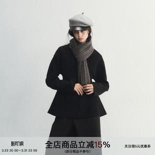 100%羊毛收腰巴黎扣毛呢廓形大衣外套 京都焙茶 SPEAR YOUTH