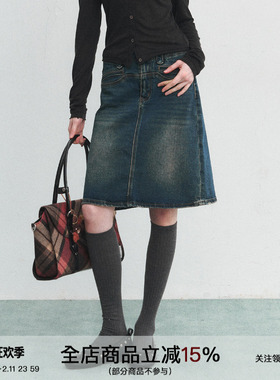 SPEAR YOUTH“蓝调时分”重工丹宁一字袋洗水直筒裤牛仔裙半身裙