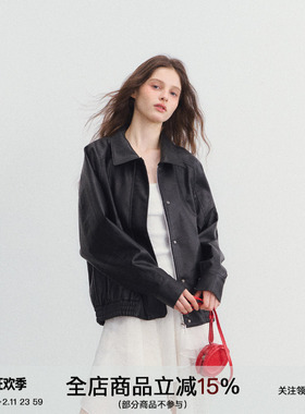 SPEAR YOUTH“nana”韩系黑色pu皮衣宽松休闲百搭外套复古上衣