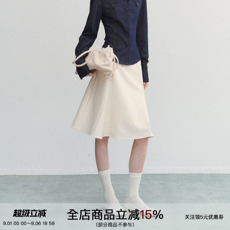 亚麻插片鱼尾显瘦西装半身裙图片