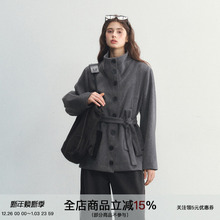 SPEAR YOUTH“灰色罗曼史”羊毛蝙蝠翼大领口多口袋呢料收腰大衣