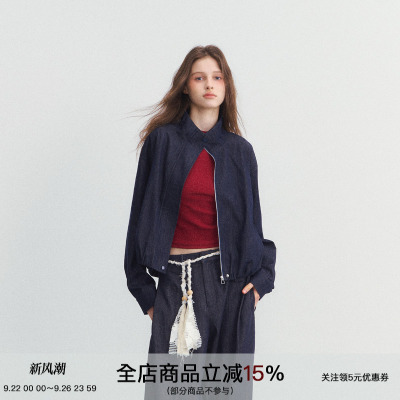 原牛短款牛仔外套复古垂感百搭