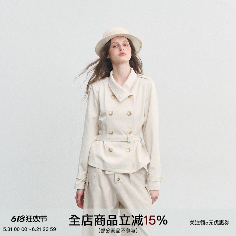 SPEAR YOUTH“心动序章”天丝平驳领双排扣西装外套度假风上衣