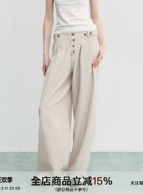 SPEAR YOUTH“长期主义”老钱风低腰纽扣阔腿裤松弛感直筒长裤