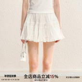 SPEAR 蕾丝拼接蛋糕裙白色半身裙 高腰a字显瘦法式 YOUTH 织梦馆