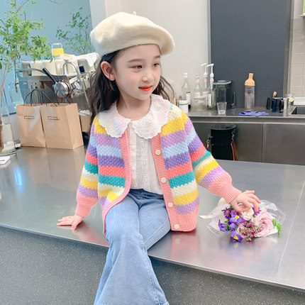 女童开衫毛衣春秋款儿童针织衫女宝宝外套秋冬款2024新款秋装洋气