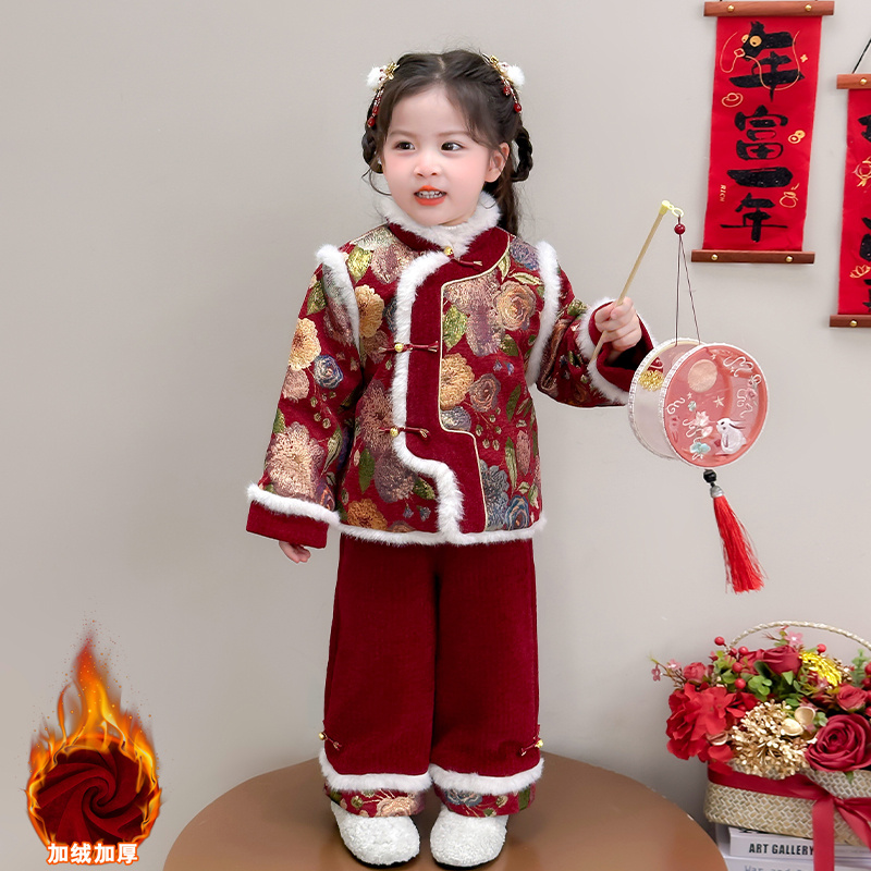 富贵花年服2024新款加绒加厚唐装