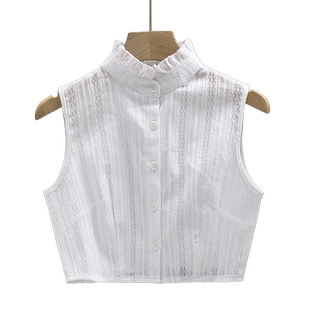 韩版假领子女百搭假领纯棉提花衬衫领立领毛衣装饰衬衣领白色秋冬