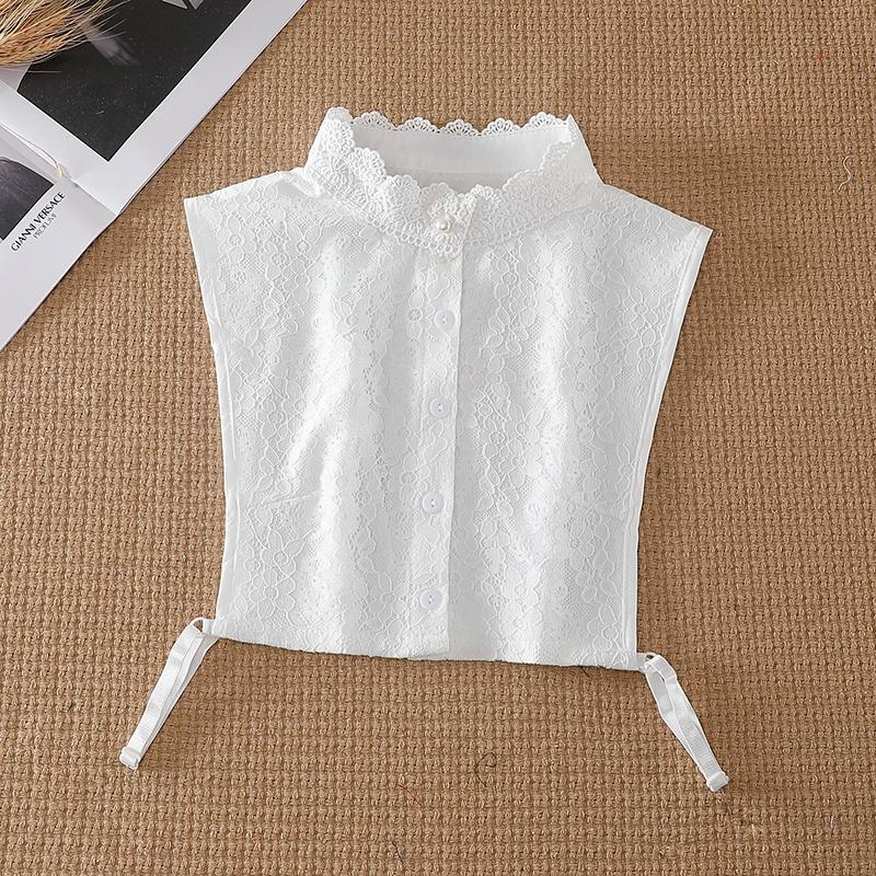 纯色蕾丝花边配毛衣衬衫领韩版