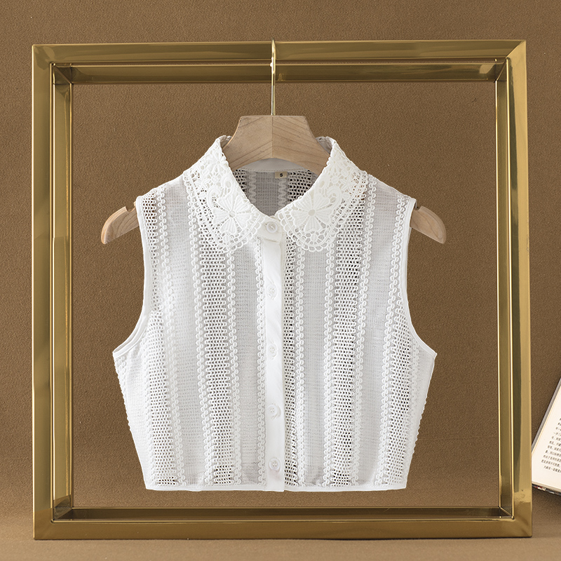 新款韩版水溶蕾丝白色秋冬假衣领