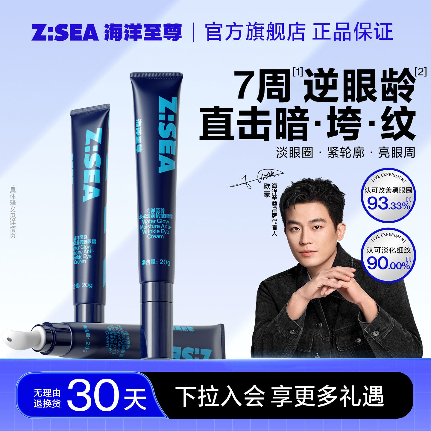 海洋至尊眼霜抗皱提拉紧致抗衰老淡化细纹眼袋淡黑眼圈男士