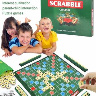 Scrabble Board Puzzles Game Jigsaw-Words Spelling-Table Kids