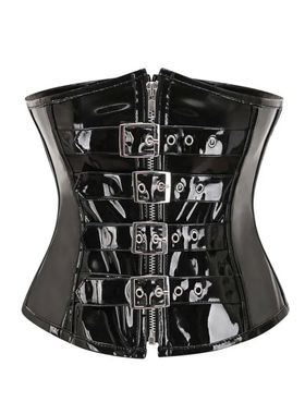 PVC Underbust Corset Women Steampunk PU Leather Zipper Waist