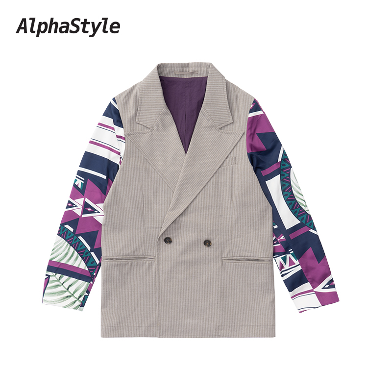 AlphaStyle冬季西装外套拼接设计