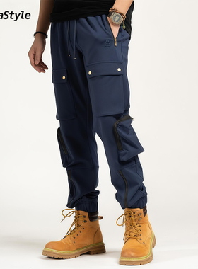 【丁禹兮同款】AlphaStyle秋冬厚款工装裤束脚潮流美式休闲运动