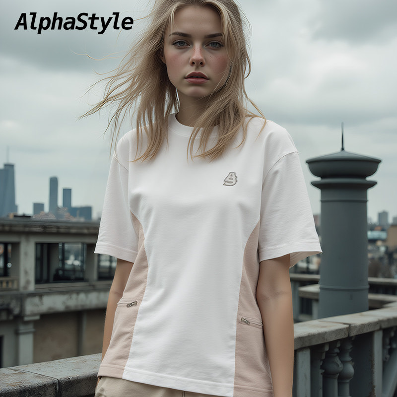 夏季新款Updike拼接口袋T恤