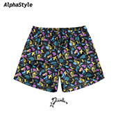 四分裤 AlphaStyle夏季 美式 涂鸦印花男女短裤 设计师 Doodle联名款