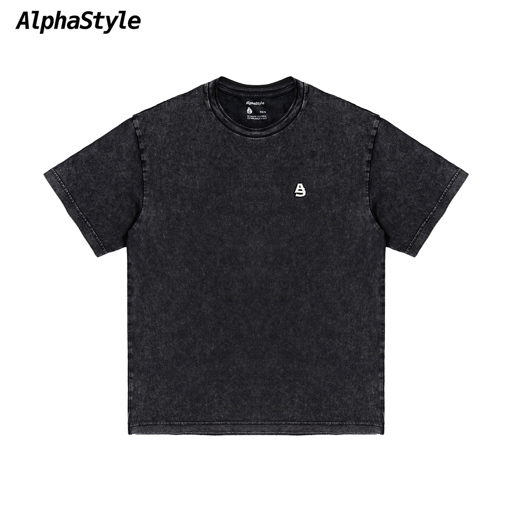 夏雪洗T恤男女复古简约做旧设计