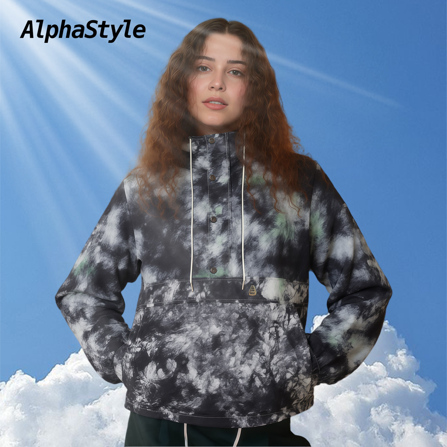 夏季新款扎染防晒风衣连帽国潮