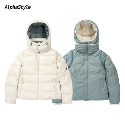 可拆卸一衣八穿短版羽绒外套