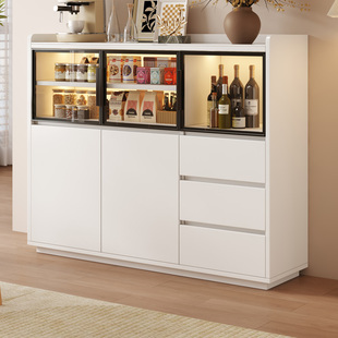 实木餐边柜靠墙一体储物柜现代简约客厅玻璃门展示柜靠墙小边柜子