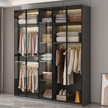 衣柜家用卧室实木玻璃门2025新款爆款小户型收纳柜可定制儿童衣柜