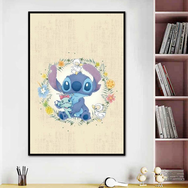 星际宝贝史迪仔diy数字油画手绘填色减压x房间装饰画