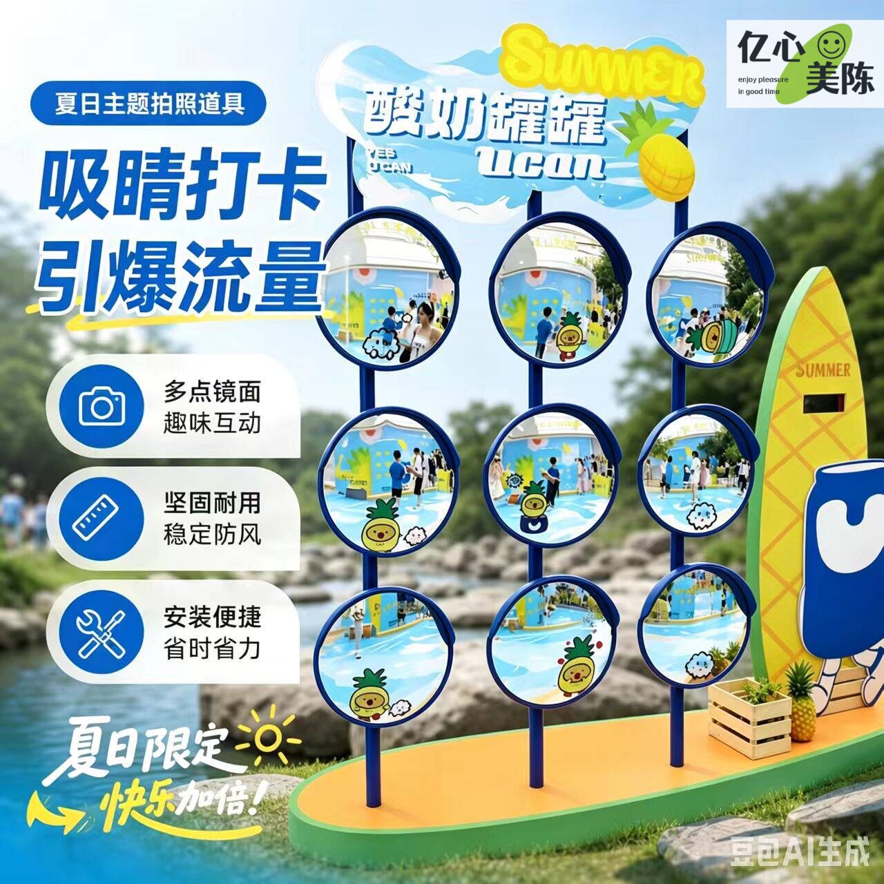 户外网红多点镜面互动打卡道具图片