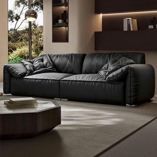 饰品极简大象耳朵真皮沙发客厅大小户型现代超宽坐深直排沙发拉车