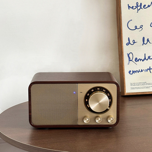 店主心头爱 蓝牙音响复古木质高颜值ins便携带天线低音炮音箱摆件