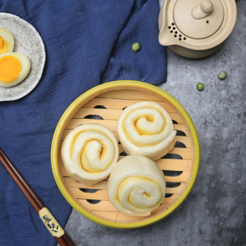 九壹广式面点荷花奶黄卷商用早餐花卷包子馒头12个茶餐厅茶楼包点