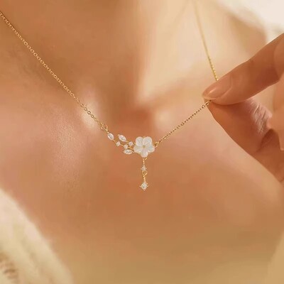 【官方正品S999纯银山茶花项链】
