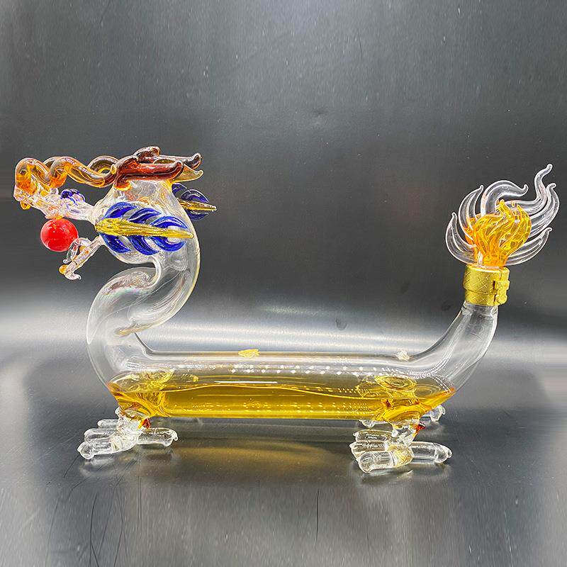 十二生肖龙型泡酒瓶工艺品招财龙玻璃工艺品家用客厅摆件红酒瓶