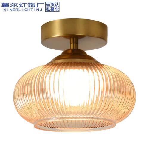 法式中古风玻璃过道吸顶灯美式复古走廊楼梯入户玄关阳台衣帽间灯