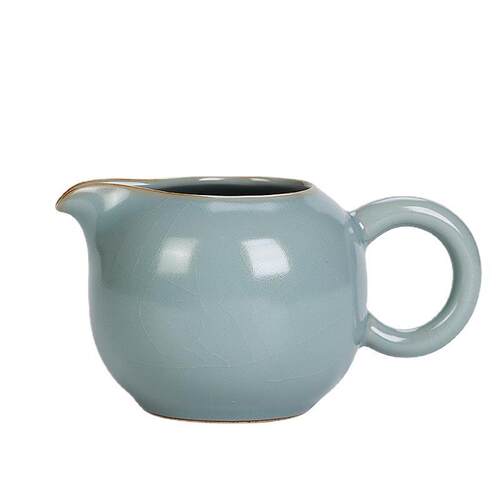 汝窑公道杯可养开片蝉翼纹匀杯陶瓷大号茶海茶具茶道配件分茶器