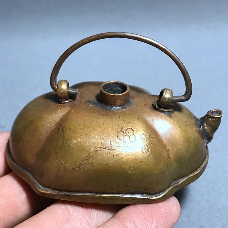 仿古纯铜铜器古玩杂项文房用具墨滴铜水滴摆件纯铜少则得砚滴