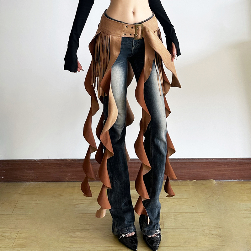 热辣伦巴氛围荷叶边不规则半身裙