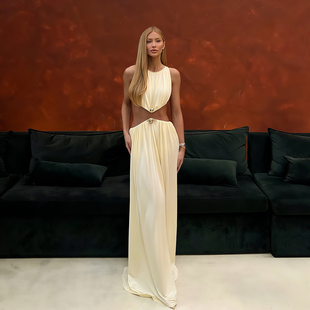 SylCue 欧美辣妹风设计感显瘦露腰吊带连衣裙修身百搭女神长裙夏