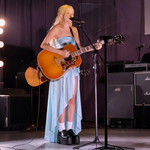 蓝色显瘦抹胸连衣裙高开叉长裙女