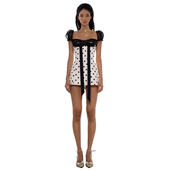 SylCue 法式 高级感蕾丝拼接蝴蝶结波点印花连衣裙收腰百搭短裙女