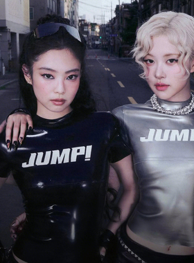 SylCue Blackpink偶像风字母印花圆领百搭短袖t恤女性感露脐上衣