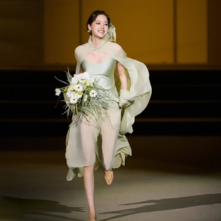 上衣显瘦吊带连衣裙套装 SylCue 欧阳娜娜森系精灵仙女网纱披肩式