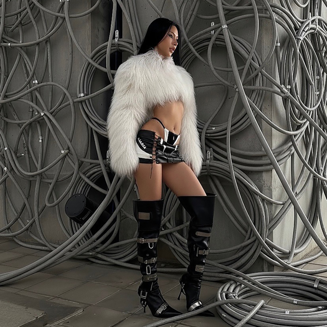 SylCue 秋冬新品时尚毛茸茸仿皮草短款露脐长袖外套百搭辣妹上衣,女装/女士精品,毛呢外套,淘宝优惠券,粉丝福利购,淘宝优惠卷