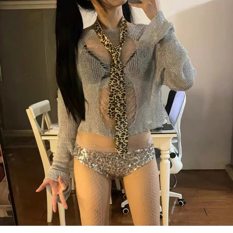 欧美街头辣妹亮片打底裤女