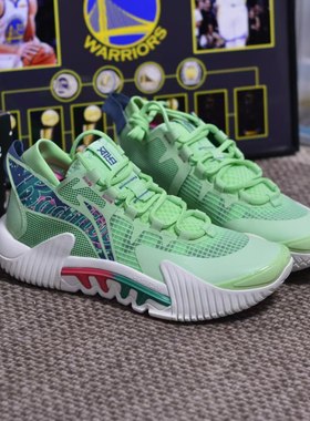 李宁反伍2合成革减震防滑耐磨包裹性支撑低帮篮球鞋绿色abft029-3