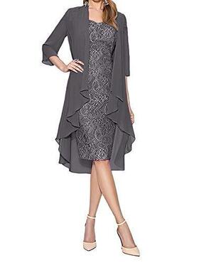Lace Commuter Mid length Dress Solid Fit Dress Two Piece Set