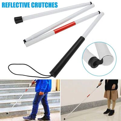 Folding Blind Cane Aluminum Walking Stick Crutch Reflective